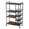 Mobile Kitchen Trolley Microwave Cart Stand Shelves Storage Fruit Basket Rack UK