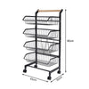 Metal Wire Vegetable Fruit Storage Basket Kitchen Detachable Rack w/ Handle Cart