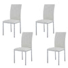 Round Glass Dining Table and 4 Faux Leather Chairs Set Home Kitchen Furniture