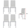 Round Glass Dining Table and 4 White Faux Leather Chairs Kitchen Room Furniture