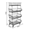 2/3/4/6 Tier Fruit Trolly Basket Rack Kitchen Storage Vegetable cart With Wheels