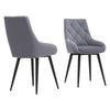 2 4PCS Dining Chairs High Back Grey Velvet Kitchen Chair Modern Metal Legs Home