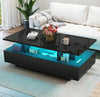 Led Coffee Table With 2 Drawer Storage, High Gloss Coffee Table For Living Room