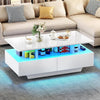 Led Coffee Table With 2 Drawer Storage, High Gloss Coffee Table For Living Room