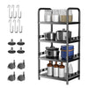 Metal Kitchen Trolley Shelving Rotating Storage Cart Mobile Shelving Rack Black
