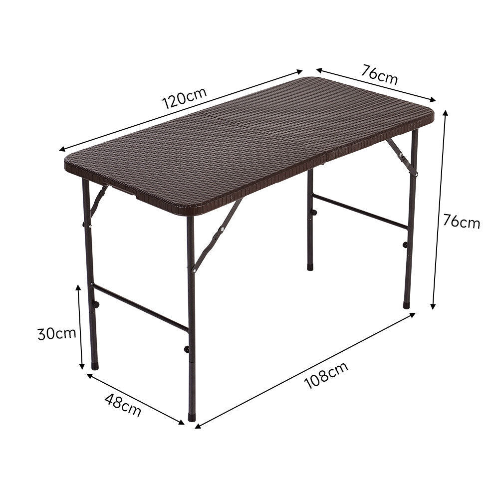 Rattan Garden Dining Table and Chairs Set Folding Camping BBQ Picnic Table Bench