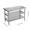 Stainless Steel Kitchen Work Bench Catering Table Worktable W/Undershelf, Wheels