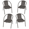 Rectangle Outdoor Garden Table and Chair Set Patio Seats with Parasol Base Hole