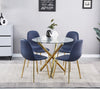 4x Velvet PU Leather Dining Chairs&Round Tempered Glass Dining Table Dining Set