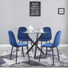 4x Velvet PU Leather Dining Chairs&Round Tempered Glass Dining Table Dining Set