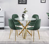 4x Velvet PU Leather Dining Chairs&Round Tempered Glass Dining Table Dining Set