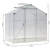 4x6/6x6/8x6/10x6FT Walk-In Greenhouse Aluminium Frame / Polycarb Panel Silver