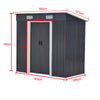 Galvanised Steel Garden Storage Shed Sliding Door Pent Roof Free Foundation Base