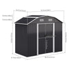 4ft x 8ft Anthracite Metal Garden Shed Free Foundation Base Storage Tool House