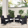 Square Round Rattan Coffee Table with 2/4 Chairs Set Bistro Outdoor Garden Patio