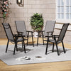 5Pcs Garden Round Dining Table & Chairs Set Metal Frame Outdoor Bistro Furniture