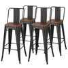 2/4x Breakfast High Bar Stools Wood Chairs Kitchen Pub Footrest Chair Industrial