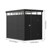 Galvanised Metal Garden Shed Outdoor Tool Storage House with Lockable Door Black
