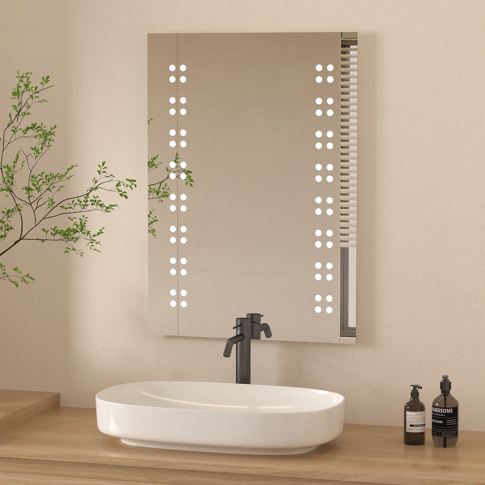 LED Bathroom Mirror Illuminated with Demister / Shaver Socket / Touch Switch NEW