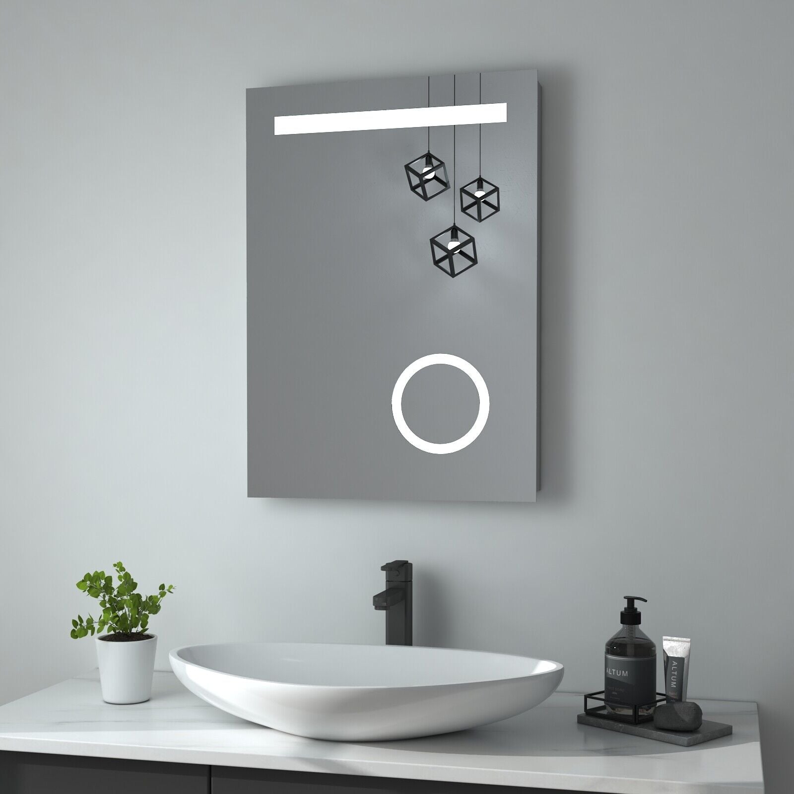 LED Bathroom Mirror Light Illuminated With Demister/ Touch Sensor/ Shaver socket