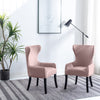 Set of 2 Velvet Upholstered Dining Chairs Wing Back Armchair Dining Room Kitchen