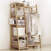 Bamboo Wooden Clothes Rail Hat Rack Open Wardrobe Garment Hanging Display Stand