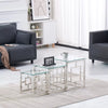 Set of 3 Glass Nesting Coffee Tables Stacking End Side Tables for Living Room