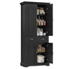 Kitchen Cabinet Pantry Tall Storage Cupboard 4 Doors 2 Drawers Modern White Unit