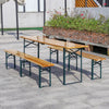 Beer Party Table Bench Set Outdoor Folding Wood Garden Trestle Dining Chairs 7ft
