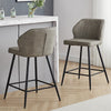 Set of 2 Bar Stools Faux Leather Back Upholstered Metal Legs Barstool Pub Chair