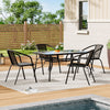 Garden Bistro Furniture Table Rattan Chairs Variable Shape with Umbrella Hole