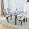 5Pcs Dining Set Rectangle Glass Dining Table+ 2/4 Dining Chairs Home
