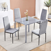 3/5Pcs Small Space Dining Set Square Glass Dining Table+ 2/4 Dining Chairs Home