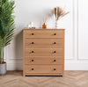 5 Drawer Chest of Drawers Narrow Solid Pine Wood Waxed Storage Bedroom Furniture