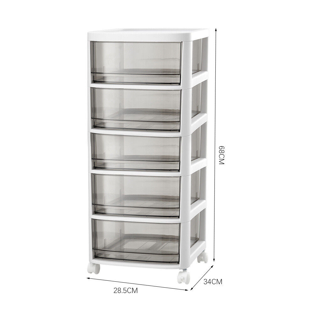 Plastic Storage Drawers Tower Unit Desktop Files Cabinet Make Up Box With Wheels