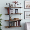 2PCS Industrial Pipe Bookcases Wall Mounted Floating Shelf Hanging Display Rack