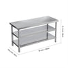 Stainless Steel Kitchen Work Bench Catering Table Worktable W/Undershelf, Wheels