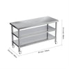 Stainless Steel Kitchen Work Bench Catering Table Worktable W/Undershelf, Wheels