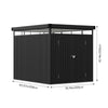 Galvanised Metal Garden Shed Outdoor Tool Storage House with Lockable Door Black