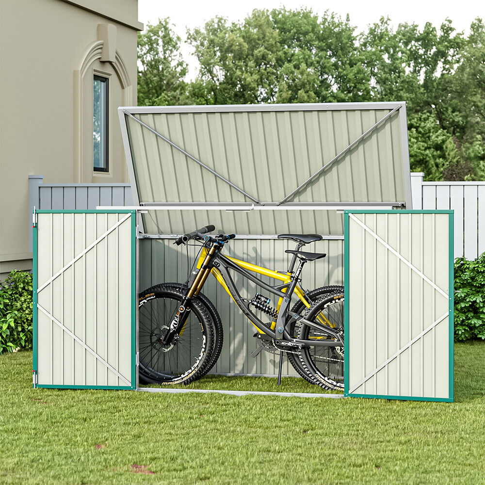6.4 x 6.7ft Garden Waterproof Anti-UV Storage Pent Bike Shed Steel Lockable Door