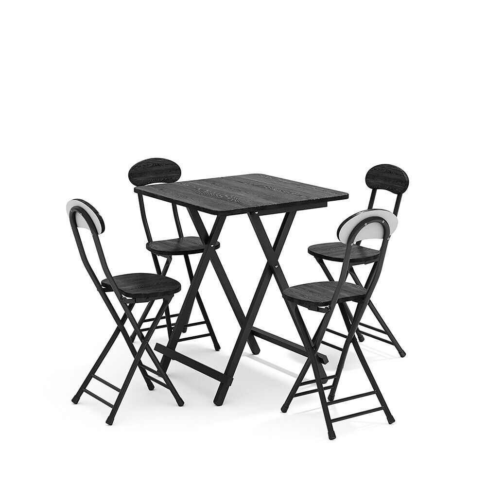 Small Foldable 60/70/80cm Dining Table And Chairs Bistro Set Breakfast Kitchen