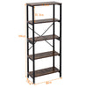 Industrial Wood Bookcase Bookshelf Display Storage Shelving Unit 5 Tiers Racking