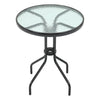 Black Gloss Glass Top Garden Table Outdoor Patio Bistro Coffee Table Metal Frame