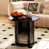 40CM/60CM Coffee Table Round Wood Side Table Sets With Hidden Storage Walnut