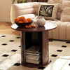 40CM/60CM Coffee Table Round Wood Side Table Sets With Hidden Storage Walnut
