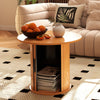 40CM/60CM Coffee Table Round Wood Side Table Sets With Hidden Storage Walnut