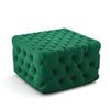 Vintage Green Velvet Buttoned Footstool Chesterfield Button Design Square Stool