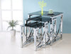 Modern Glass Nest of Tables 3 Clear Black Set Side End Table