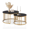 Set of 2 Nesting Coffee Table Round Stacking Side End Table White Black
