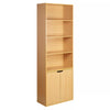 6 Tier Bookcase With 2 Door Cupboard Cabinet Storage Shelving Display Wood Shelf